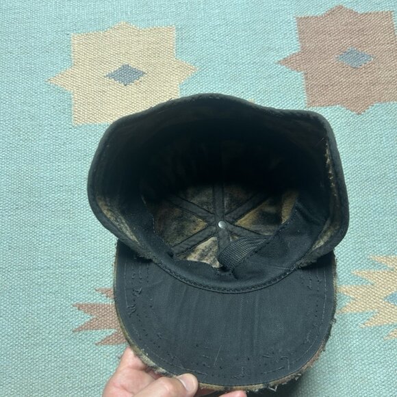 Vintage 80s camo trapper hat flap Trebark camouflage fleece hunting made in USA - Picture 7 of 8
